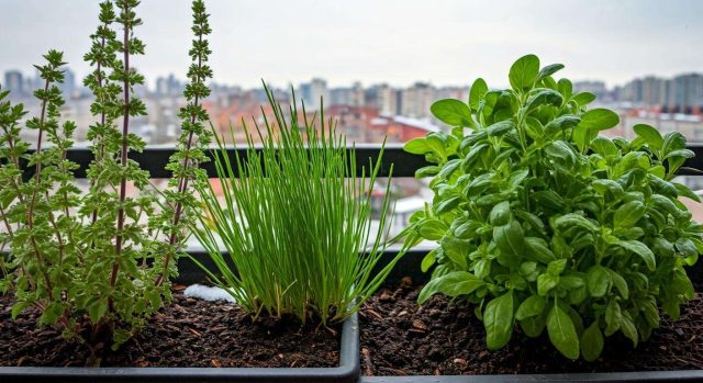 L'herbe aromatique qui pousse toute seule sur le balcon tout l'hiver sans aucune protection